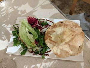 Pucchia with Bean Paste, Artichokes and Sundried Tomatoes at Sullaluna in Venice