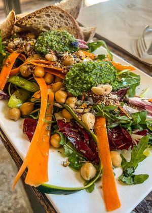 rainbow salad with chickpea  at Sullaluna in Venice