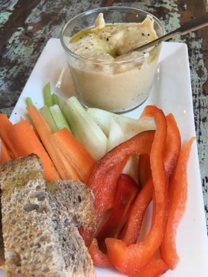 Hummus and fresh veggies  at Sullaluna in Venice