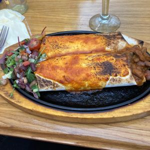 Vegetarian burritos (served without sour cream or cheese to make vegan) at Mokos in Monmouth