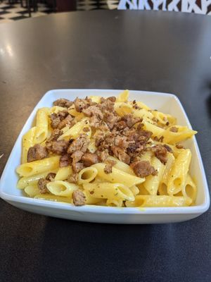 Mac and Cheese with Sausage crumbles at Birch Bark Eatery in Glen Falls