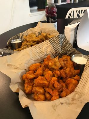 Fried pickles & Buffalo cauliflower  at Birch Bark Eatery in Glen Falls