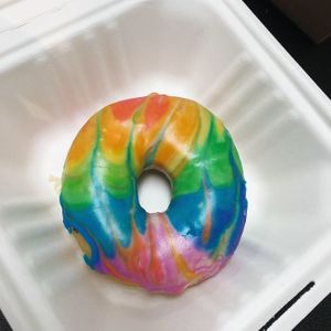 Rainbow donut  at Birch Bark Eatery in Glen Falls