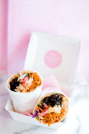 Plant-based Chicken Molé Burrito at Goodness Gracias in Palm Beach