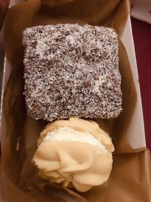 Melting moment and lamington  at Goodness Gracias in Palm Beach