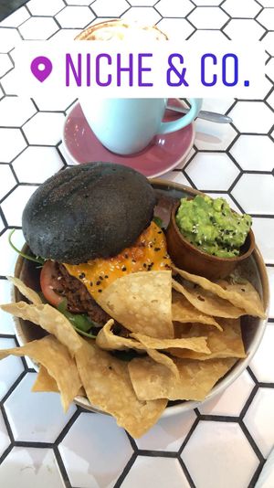 Jackfruit Black Bean Burger! at Niche & Co in Tugun