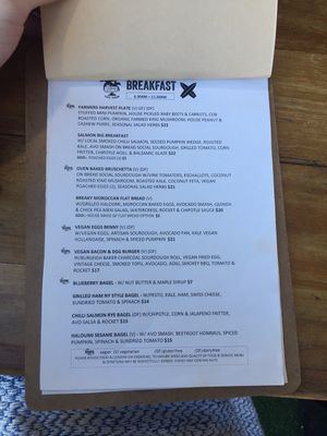 Breakfast menu - July 2019 at Niche & Co in Tugun