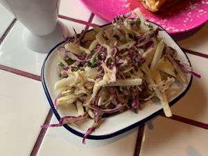 Slaw has wayyyy too much mayo  at Evies Disco Diner in Fitzroy