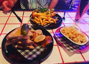 Vegan mac n cheese, vegan Reuben and the Philly Cheesesteak at Evies Disco Diner in Fitzroy