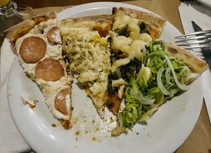 Vegan pizza slices  at Fratelli Basilico in Sao Paulo