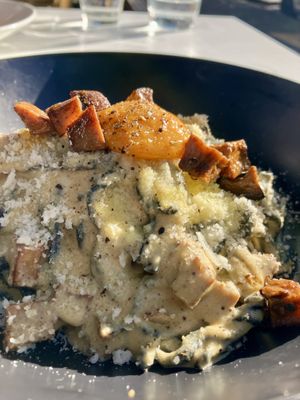 Vegan carbonara  at Mark & Vinny's Spaghetti & Spritz in Surry Hills