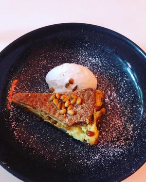 Lemon tart with coconut ice cream  at Mark & Vinny's Spaghetti & Spritz in Surry Hills