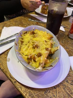 Vegan cheese fries with chilli soya   at The Hungry Mexican in Dublin