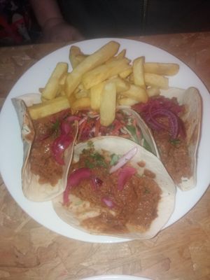 Vegan tacos with soya mince chilli at The Hungry Mexican in Dublin