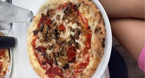 Yumm! The Vegan pizza was amazing! They were  big slices. They only downfall is that they have one vegan pizza.   at Flour & Barley in Las Vegas