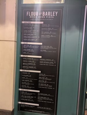 Menu at Flour & Barley in Las Vegas