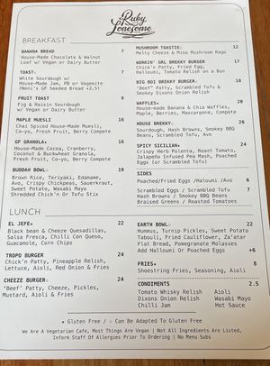 Menu   at Ruby Lonesome in Petersham