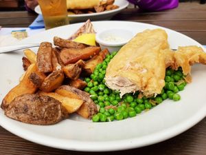 Banana blossom and chips at The Kings Arms in Marazion