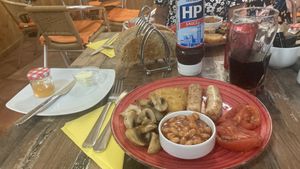 With vegan spread  at Mango Cafe in Mijas