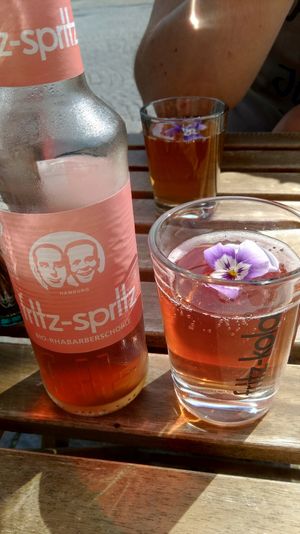 Fritz-Spritz Sparkling Rhubarb Bio. at Blackbird in Bruges
