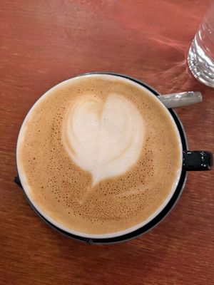 Capuccino  with pea milk, so good! at Blackbird in Bruges