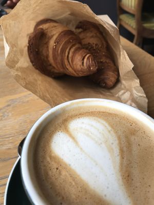 Cappuccino & croissants  at Blackbird in Bruges