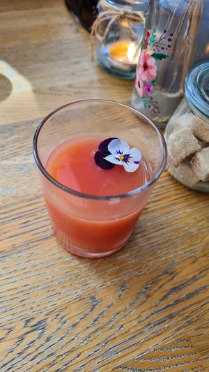 Pink grapefruit juice at Blackbird in Bruges