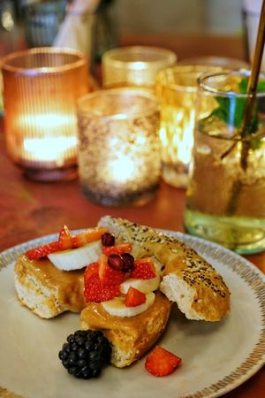 Peanut butter bagels for our little one at Blackbird in Bruges