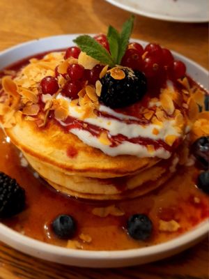 Coconut Pancakes at Blackbird in Bruges