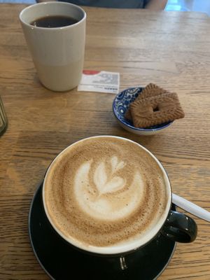 They serve the cappuccino with sprout milk. It is very good.  at Blackbird in Bruges