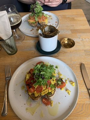 Scrambled tofu toast  at Blackbird in Bruges