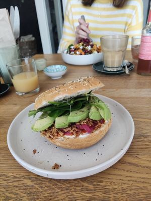 Cream cheese bagel at Blackbird in Bruges