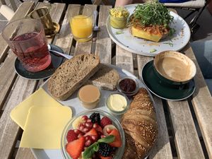 Lazy breakfast and kimchi toast with scrambled tofu    at Blackbird in Bruges
