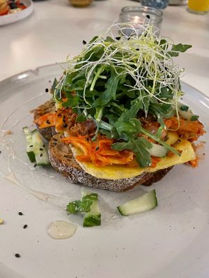 Kimchee Cheese Toast at Blackbird in Bruges