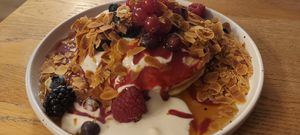 Berry pancakes 😋 at Blackbird in Bruges