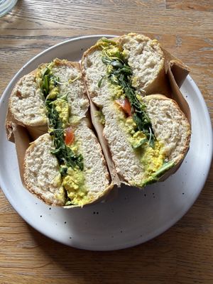Breakfast Bagel  at Blackbird in Bruges