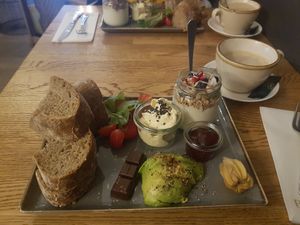 Vegan chai latte at Blackbird in Bruges