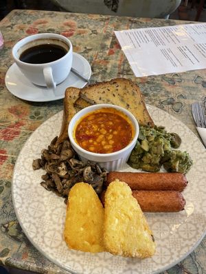 All day vegan gf breakfast with spicy beans.  at The Gratitude Cafe in Telford