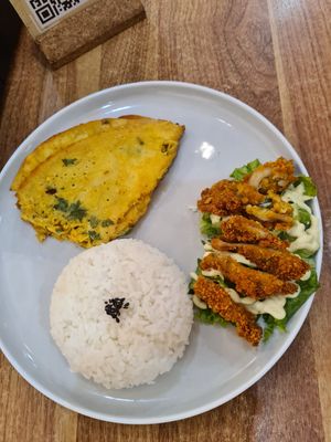 Omelet rice set at iVegan Pizza in Tangerang