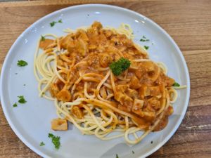Spaghetti tomato at iVegan Pizza in Tangerang