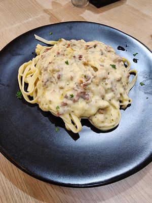Fettuccini cream soycheese pasta at iVegan Pizza in Tangerang