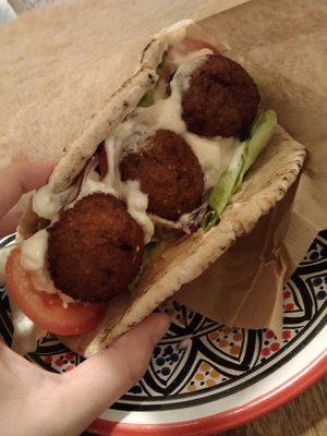 Falafel pita at Omam in Liberec