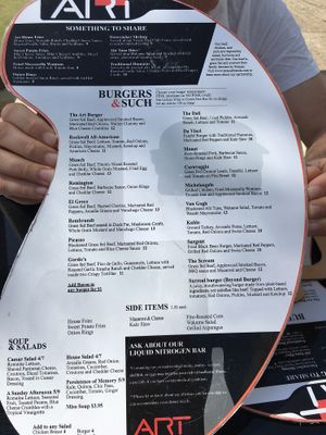 The menu at Art Burger Sushi Bar in Myrtle Beach