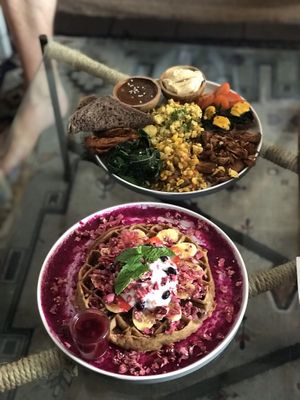 Berry waffles and big vegan breakfast  at Secret Spot - Berawa in Tibubeneng