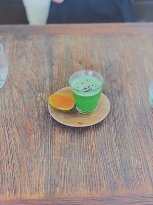 Wheatgrass shot at Secret Spot - Berawa in Tibubeneng