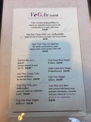 Menu - April 2019 at Jinda Thai in Abbotsford