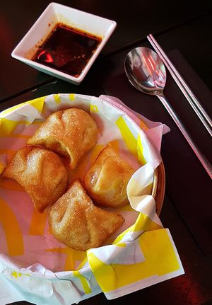 Serving of vegan dumplings (만두) at Kimchi Princess in Berlin