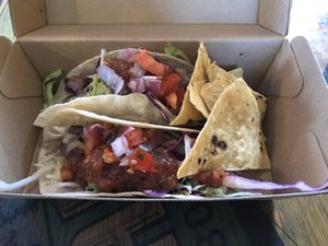 Vegan chorizo tacos  at Mexicali Fresh in Christchurch