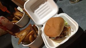 Burger and wedges  at Knaves Kitchen in Leeds