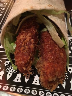 Seitan fish finger wrap  at Knaves Kitchen in Leeds